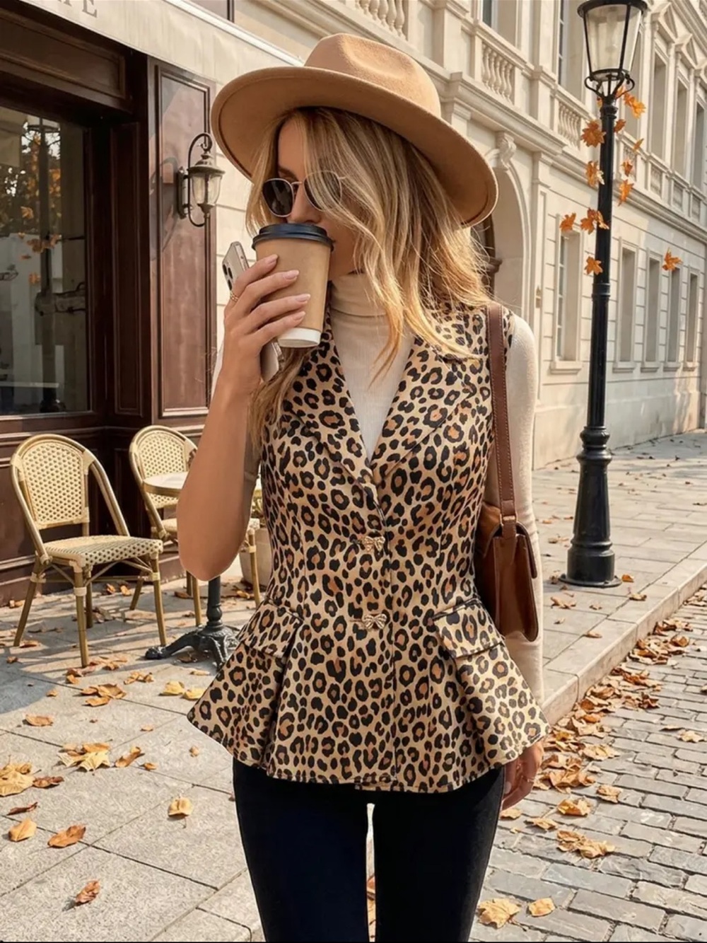 Leopard Print Peplum tank vest
